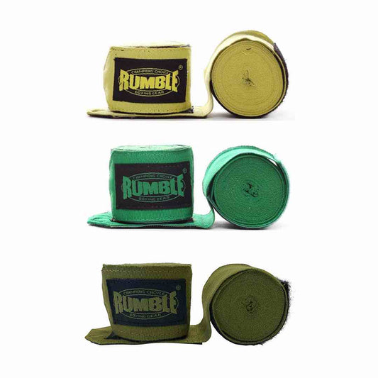Rumble Boxing Hand Wraps 3 Pairs - 4 Meters - Lime/Green/Army