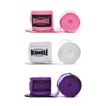 Rumble Hand Wraps Boxing 3 Pairs - 4 Meters - Pink/White/Purple