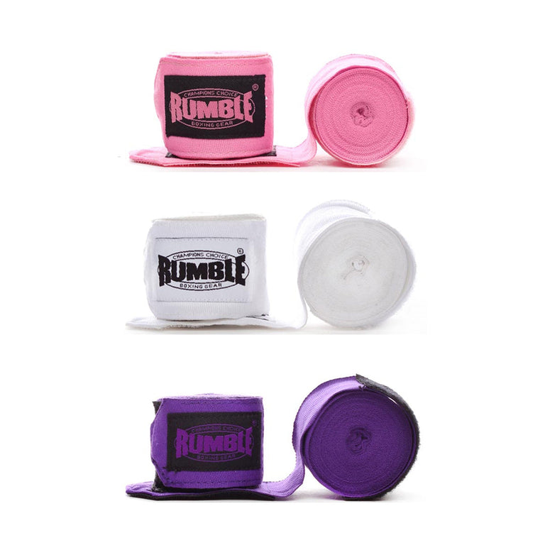 Rumble Hand Wraps Boxing 3 Pairs - 4 Meters - Pink/White/Purple