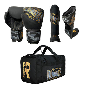 Rumble Kickboxing Set Kids Camo Black/Gold + Sports bag
