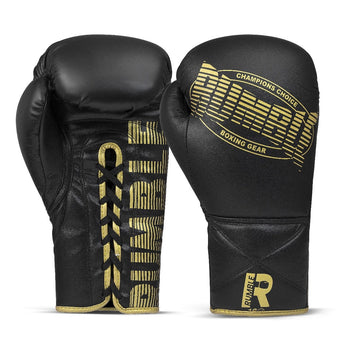 Rumble Boxing Gloves Leather Laces Black