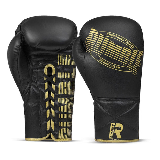 Rumble Boxing Gloves Leather Laces Black