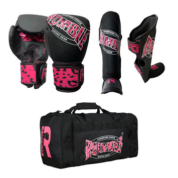 Rumble Kickboxing Set Kids Camo Black/Pink + Sports Bag
