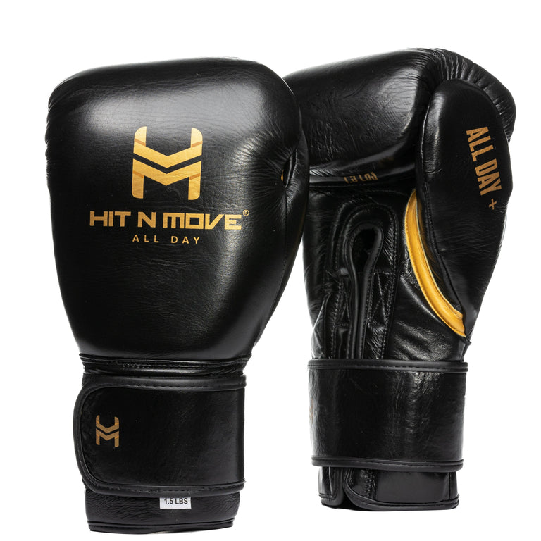 Hit N Move Bag and Conditioning Boxing Gloves 1.5lbs Conditioning Black/Gold