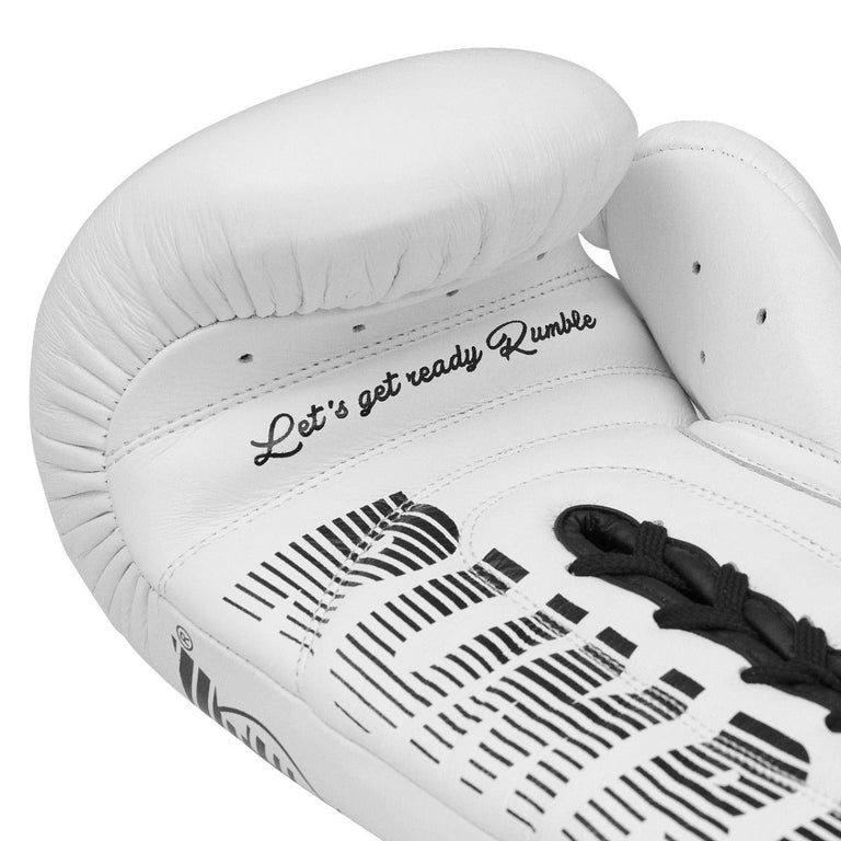 Rumble Boxing Gloves Leather Laces White
