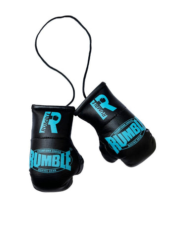 Rumble Mini Boxing Gloves Black/Aqua 2.0
