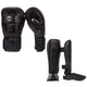 Venum Kickboxing Set Boxing Glove Elite Black/Black + Shin Guard Challenger Black/Black