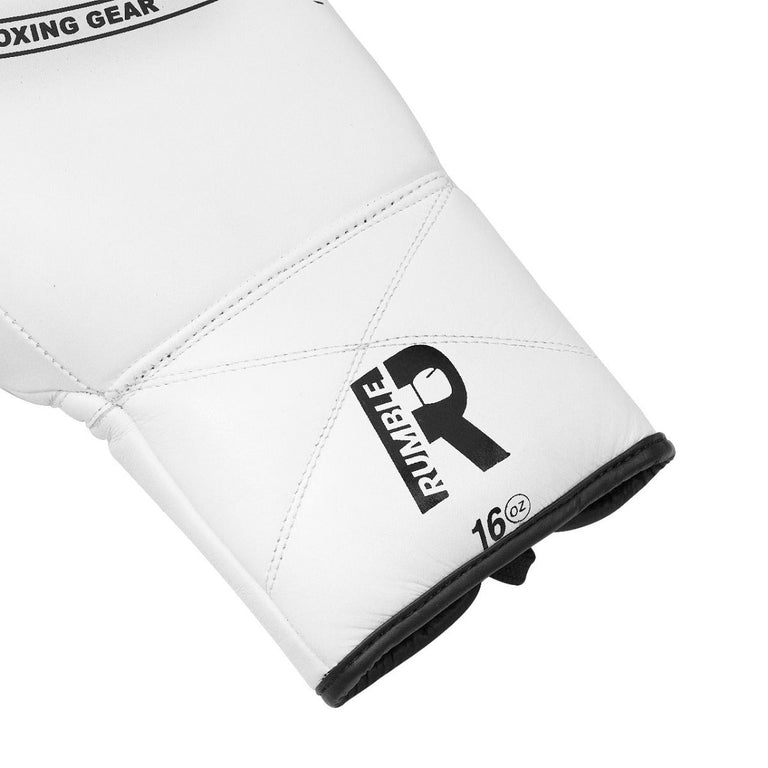 Rumble Boxing Gloves Leather Laces White