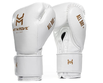 Hit N Move Bag and Conditioning Boxing Gloves 1.5lbs Conditioning White/Gold
