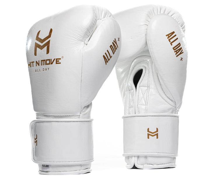 Hit N Move Bag and Conditioning Boxing Gloves 1.5lbs Conditioning White/Gold