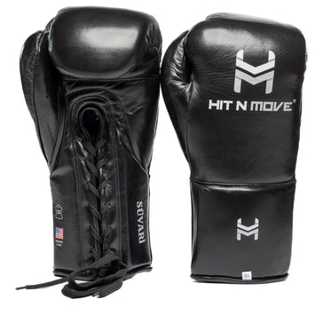Hit N Move Boxing Gloves Horse Hair Lace Black