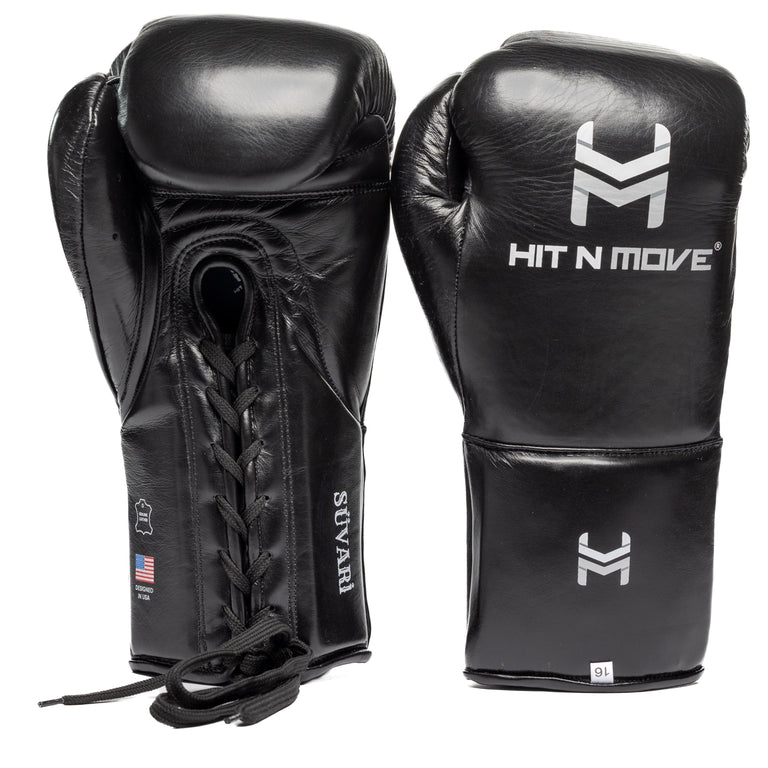 Hit N Move Boxing Gloves Horse Hair Lace Black