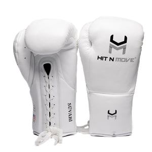Hit N Move Boxing Gloves Horse Hair Lace White