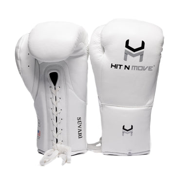 Hit N Move Boxing Gloves Horse Hair Lace White