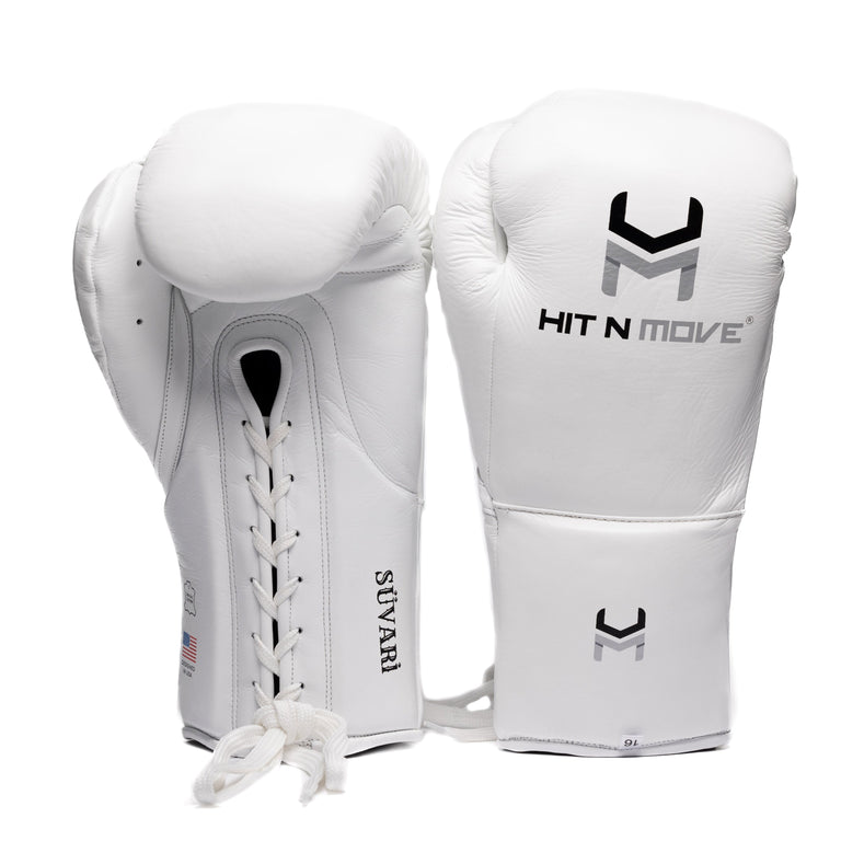 Hit N Move Boxing Gloves Horse Hair Lace White