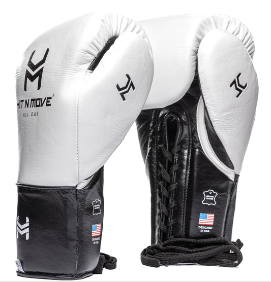 Hit N Move Boxing Gloves All Day Pro Lace White/Black