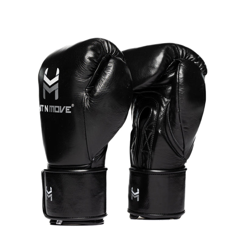 Hit N Move Boxing Gloves Horse Hair Lace Black