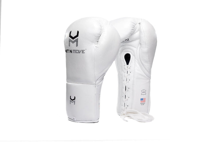 Hit N Move Boxing Gloves Horse Hair Lace White