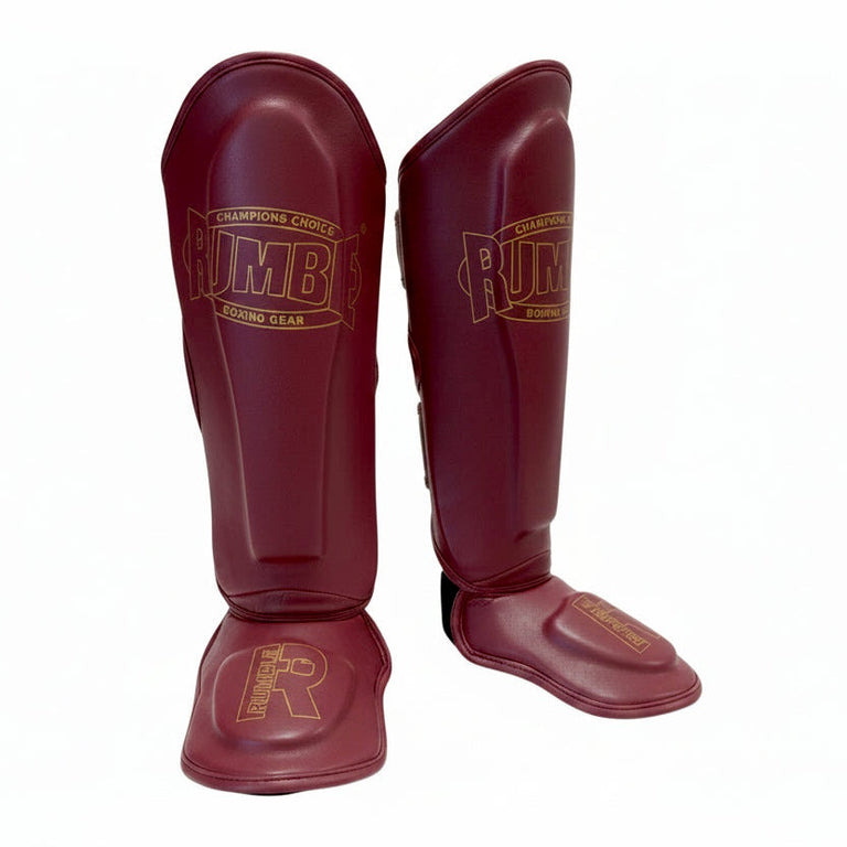 Rumble Shin Guards Classic Junior Burgundy/Gold
