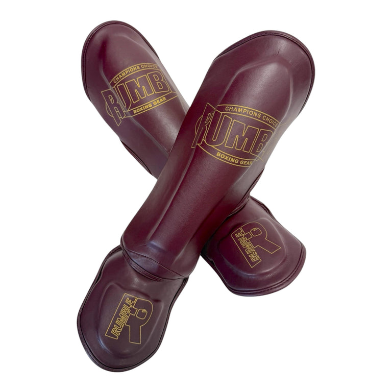 Rumble Shin Guards Classic Junior Burgundy/Gold