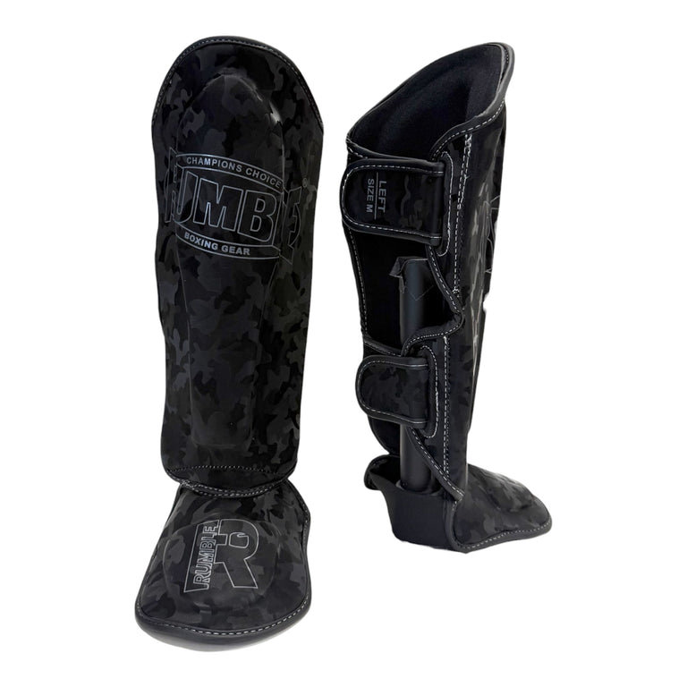 Rumble Shin Guards Camo Junior 2.0 Black/Grey