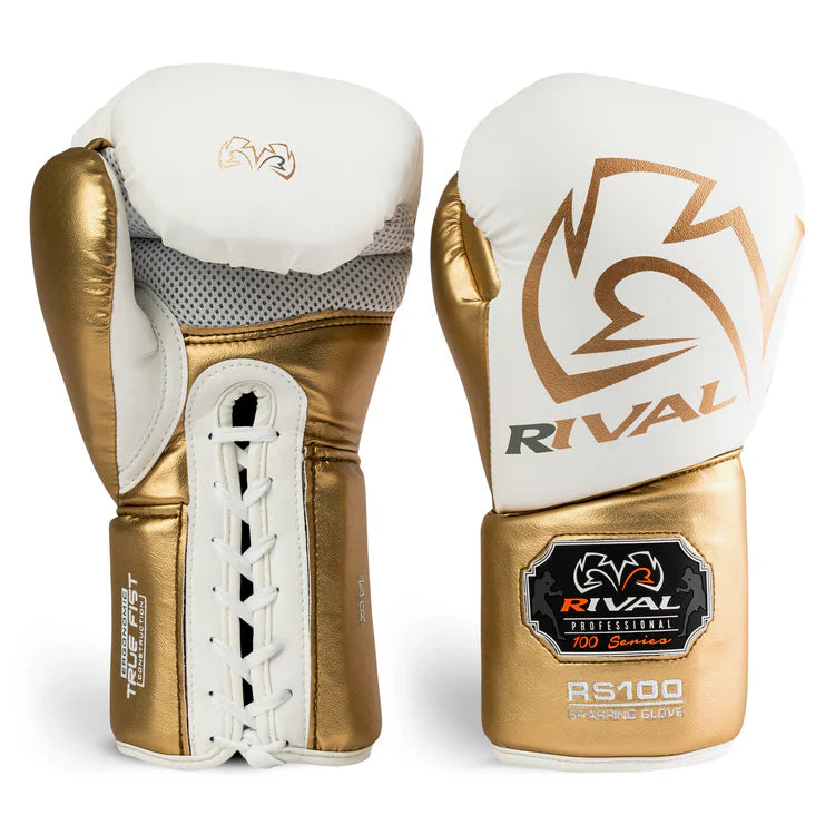 Rival Boxing Gloves RS100 Professional White/Gold - 16oz S