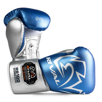 Rival Boxing Gloves RS100 Professional Blue/Silver - 16oz S