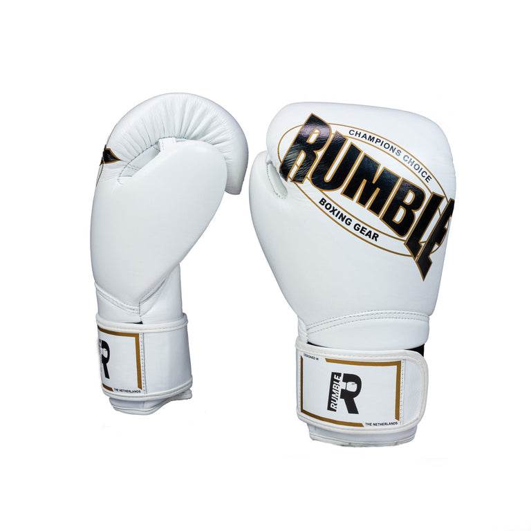 Rumble Competition Boxing Gloves White/Black/Gold