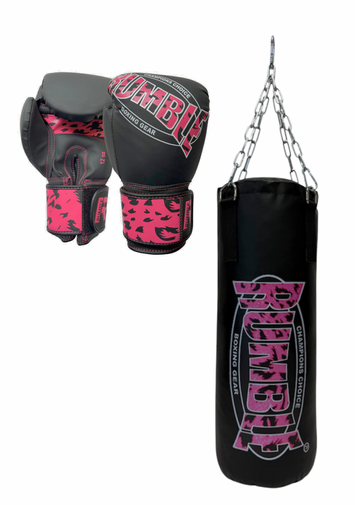 Rumble Punching Bag Camo Set for Kids Black/Pink