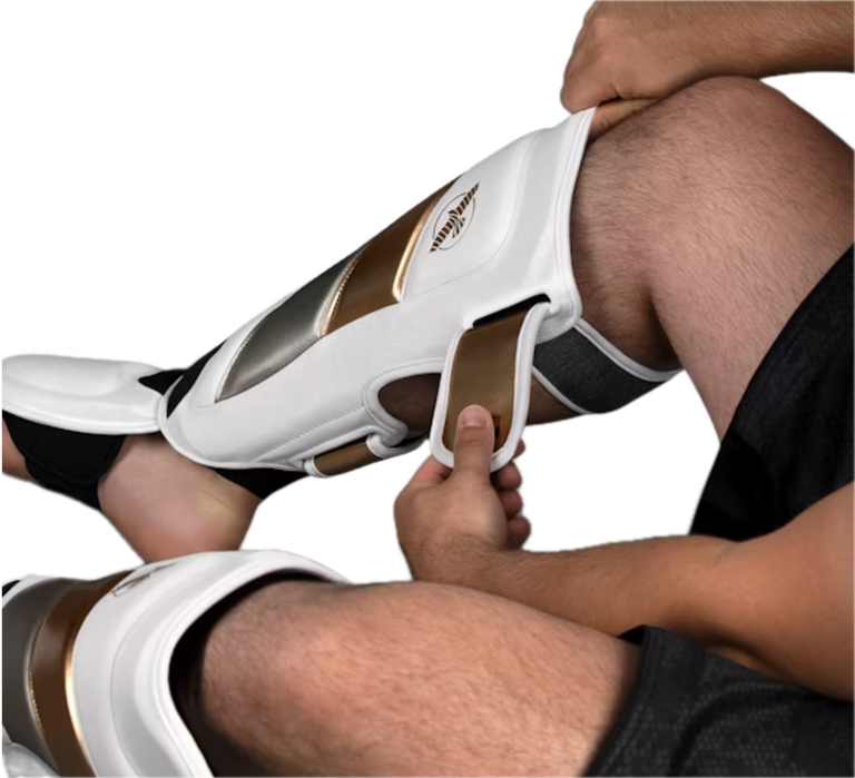Hayabusa Shin guards T3 White - Gold