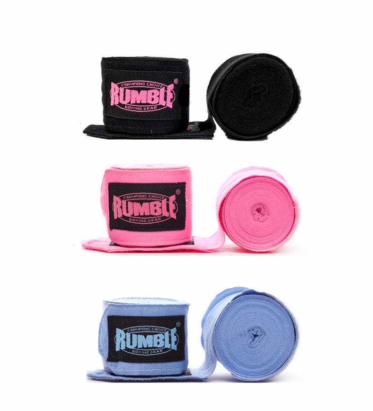 Rumble Bandage Boxing 3 Pairs - 4 Meters - Black-Pink/Pink/Baby Blue