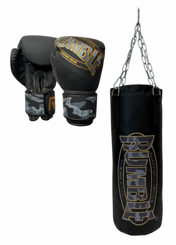 Rumble Punching Bag Camo Set for Kids Black/Gold