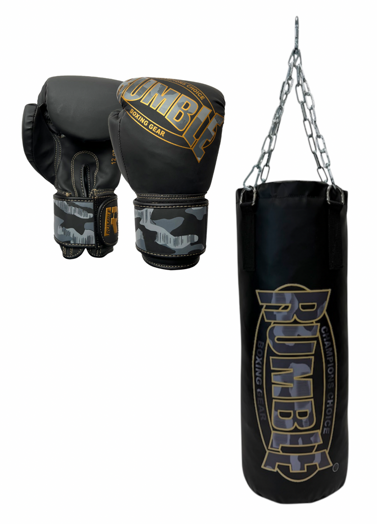 Rumble Punching Bag Camo Set for Kids Black/Gold