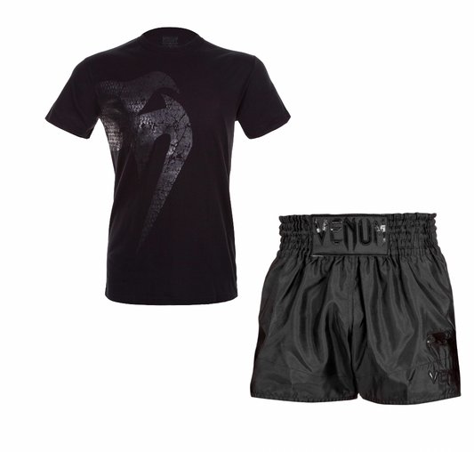 Venum Clothing Set T-shirt Giant Mat/Black - Short Classic Black/Black