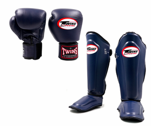 Twins Kickboxing Set Boxing Glove BGVL-3 Blue and Shin Guard SGL-7 Blue