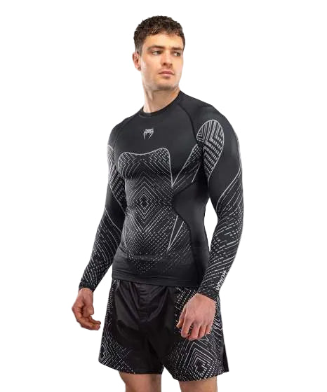 Venum Midnight Fury Long Sleeve Rashguard Black/Grey/Silver