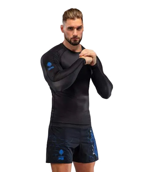 Venum Thunder Dragon Long Sleeve Rashguard Black/Royal Blue