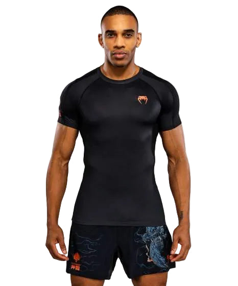 Venum Thunder Dragon Short Sleeve Rashguard Black/Grey/Copper