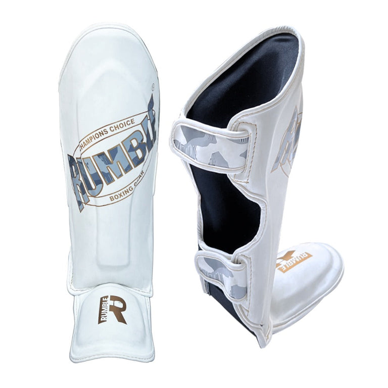 Rumble Shin Guards Kids Camo White/Gold Junior