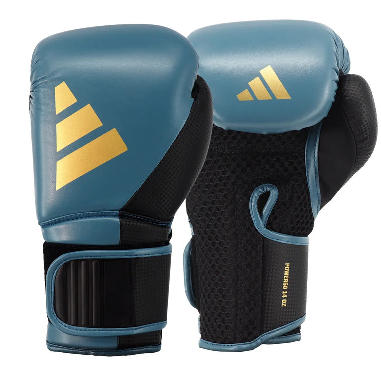 Adidas Boxing Gloves Power 50 Dusty Petrol/Gold