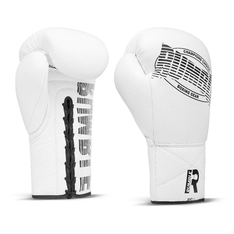 Rumble Boxing Gloves Leather Laces White