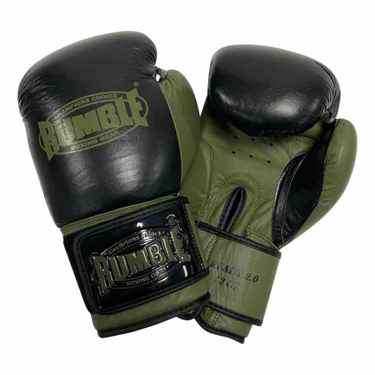Rumble Boxing Gloves Ready 2.0 Leather Black-Army