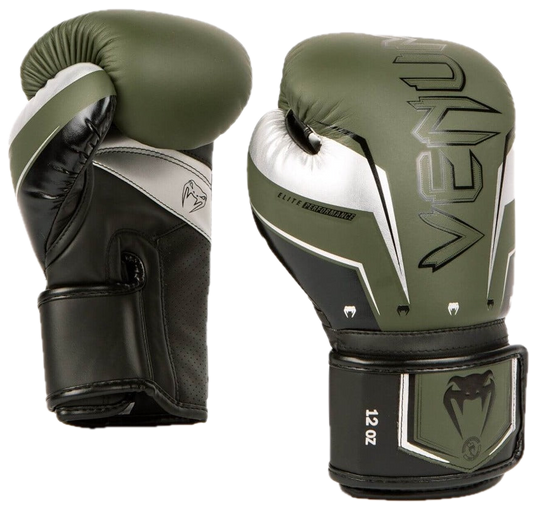 Venum Boxing gloves Elite Evo Khaki/Silver