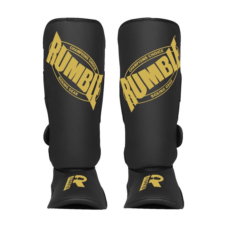 Rumble Kickboxing set Boxing glove Undefeated PU & Rumble Shin guard Beginner Black/Gold