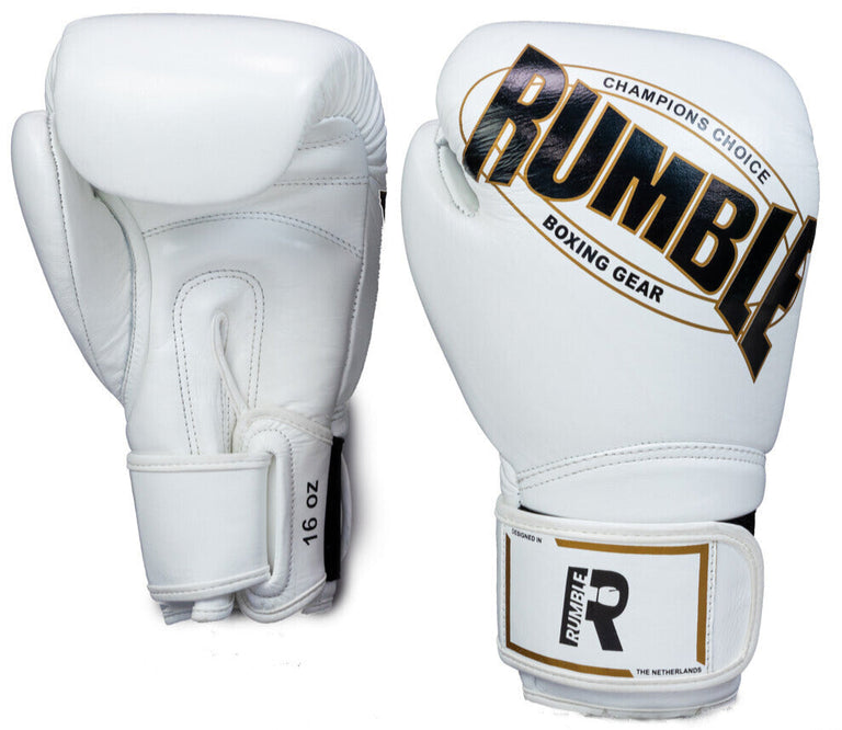 Rumble Competition Boxing Gloves White/Black/Gold