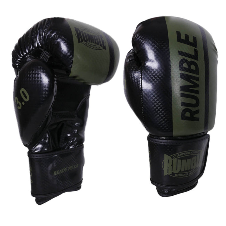 Rumble Boxing Gloves Ready PU 3.0 Black-Army Green
