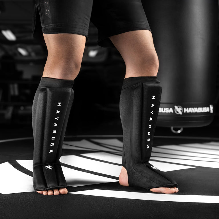 Hayabusa Core Sleeved Shin Guard Black