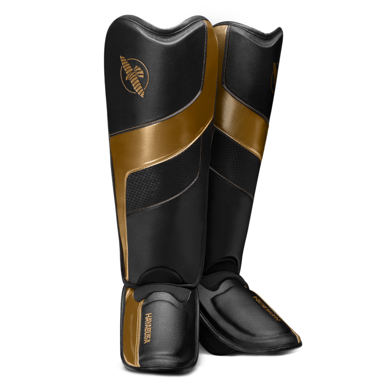 Hayabusa Shin Guards T3 Full Back Black/Gold