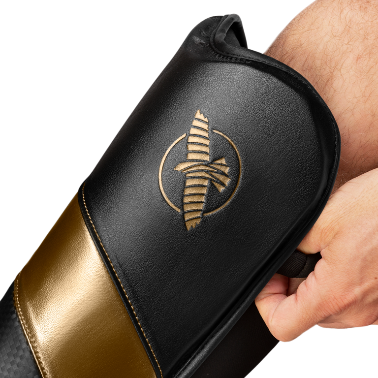 Hayabusa Shin Guards T3 Full Back Black/Gold