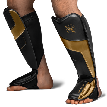 Hayabusa Shin Guards T3 Full Back Black/Gold